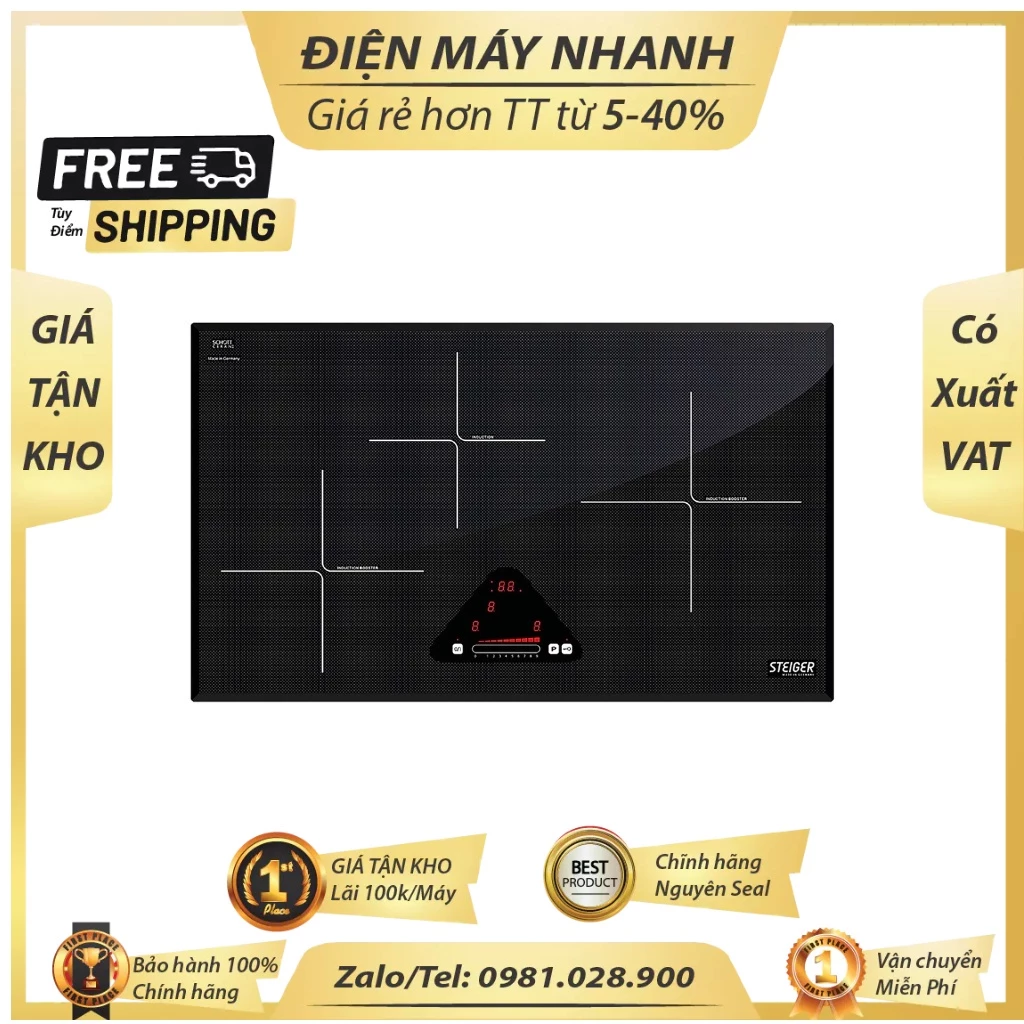 Bep Dien Tu 3 Vung Nau Steiger STG IDK310 6700W Hang Moi 100