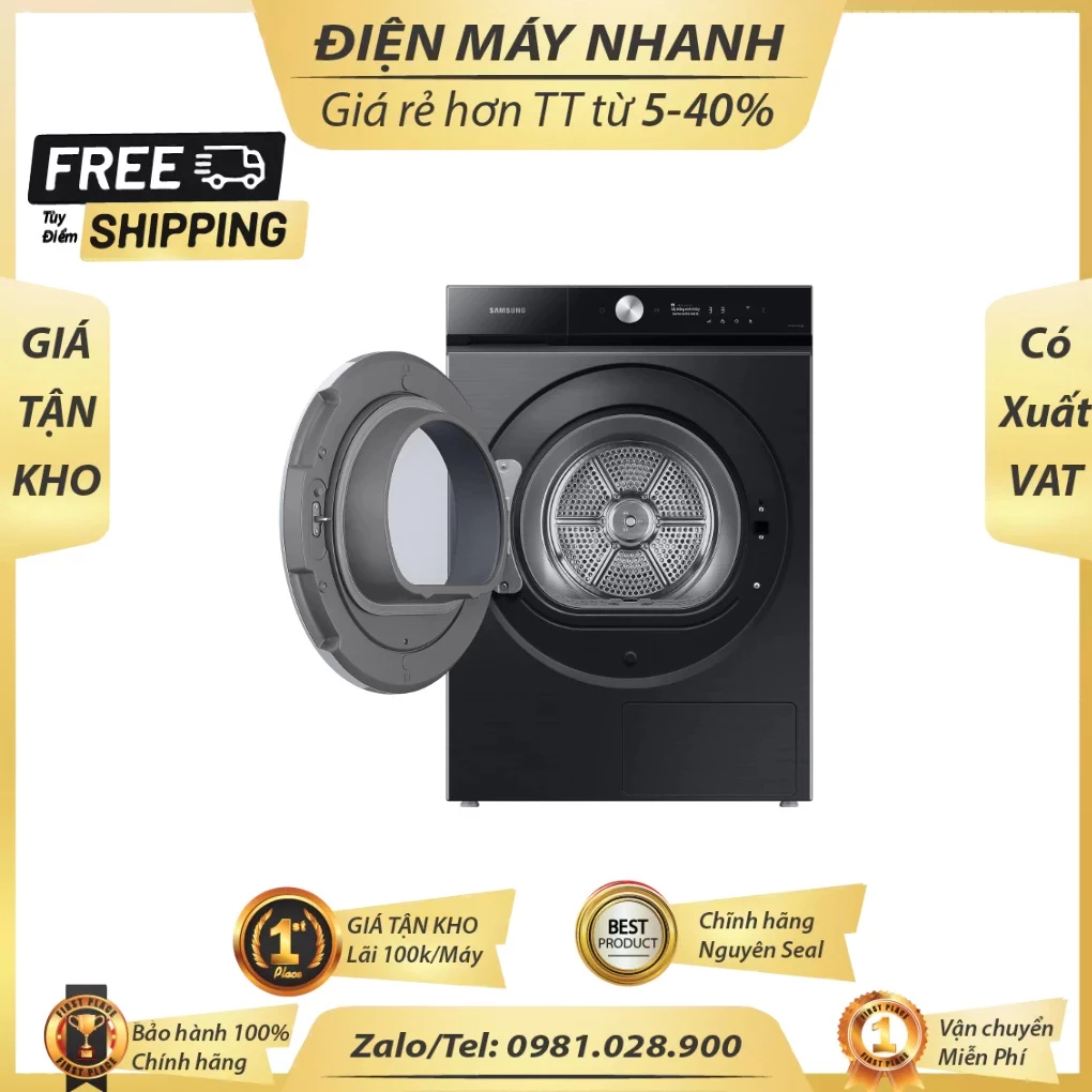 DV17B9750CV SV May say bom nhiet Samsung Bespoke AI 17 kg DV17B9750CV SV Khoa tre em Moi 100