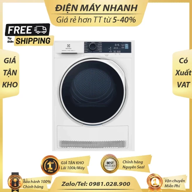 EDH804H5WB MAY SAY BOM NHIET 8KG ELECTROLUX EDH804H5WB Moi 100