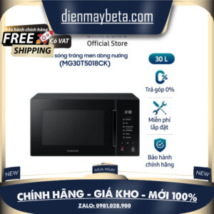 [Mã ELBAU4 giảm 4% đơn 500K] Lò Vi Sóng Tráng Men Có Nướng Samsung MG30T5018CK/SVV(30 lít) Mới 100%