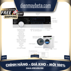 Máy giặt Midea Inverter 8.5 Kg MFK85-1401WK 2020 Mới 100%