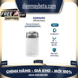 [Mã ELBAU4 giảm 4% đơn 500K] Máy lọc không khí Samsung 40m2 AX40R3030WM, lọc bụi mịn PM0.3, kháng khuẩn 99.9% Mới 100%