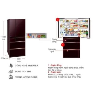 Tủ lạnh Mitsubishi Electric Inverter 6 cửa 694 lít MR-WX70C-BR-V - HÀNG CHÍNH HÃNG images upload woo2F124b57f6444ccef59a9c163dd9e65ad4