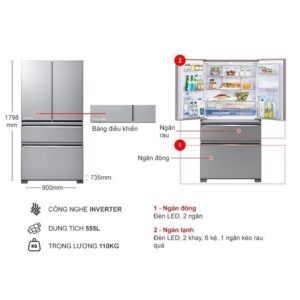 Tủ lạnh Mitsubishi Electric Inverter 555 lít MR-LX68EM-GSL-V /Chính hãng BH:24 tháng tại nhà toàn quốc/ - Mới 100% images upload woo2F37b937efcd4d85d4342457ee1905c00c
