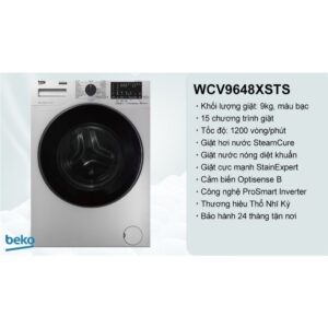 Máy Giặt Beko 9 Kg WCV9648XSTS (Xám) - BẢO HÀNH CHÍNH HÃNG | HỖ TRỢ TẬN NHÀ images upload woo2F811fcad59f30964838dfe61c34162cd2
