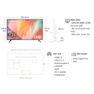 Smart Tivi Samsung 4K 43 inch UA43AU7700KXXV - Mới 100% Mới 100% images upload woo2Fbd402e2272ad95a40f10c896fae776b7