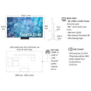 Smart Tivi Neo QLED 8K 65 inch Samsung QA65QN900A - QA65QN900AKXXV ( 65QN900A ) - Mới 100% Mới 100% images upload woo2Fdb82e2ab96a7b943539618e127e39939