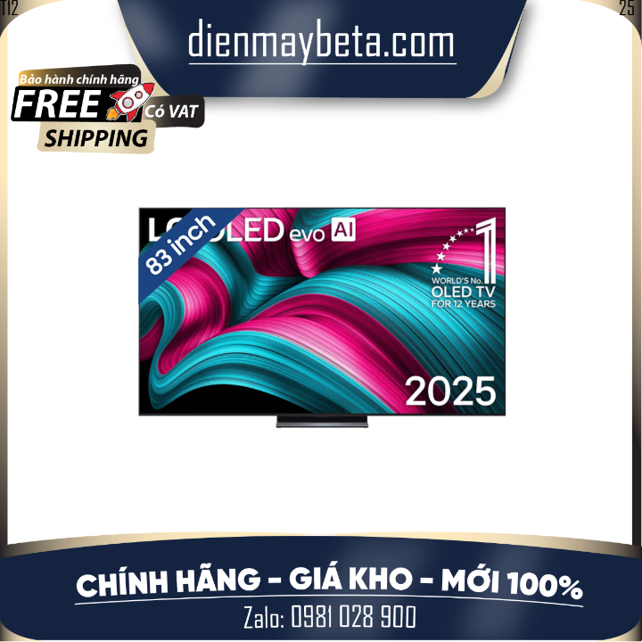 Smart Tivi OLED evo LG AI 4K 83 inch OLED83C5PSA Mẫu mới 2025 - Chính hãng bảo hành 24 tháng