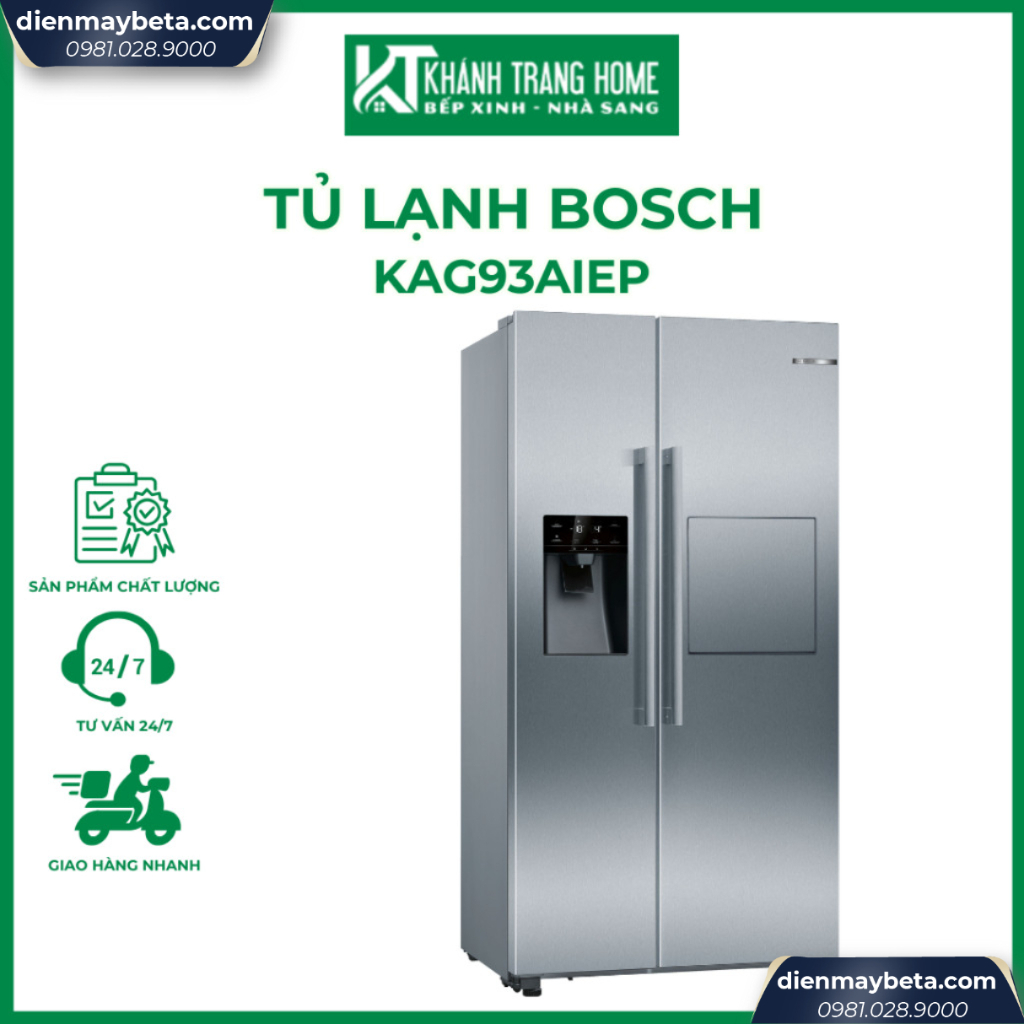 Tủ lạnh Side By Side BOSCH KAG93AIEP dung tích 627 lít trang bị hệ thống lạnh đa chiều