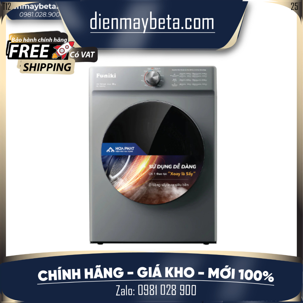 HD V680AG / HD V680AW / HD V6100AG - Máy sấy thông hơi Funiki 8 kg / 10 kg - Giao Toàn Quốc